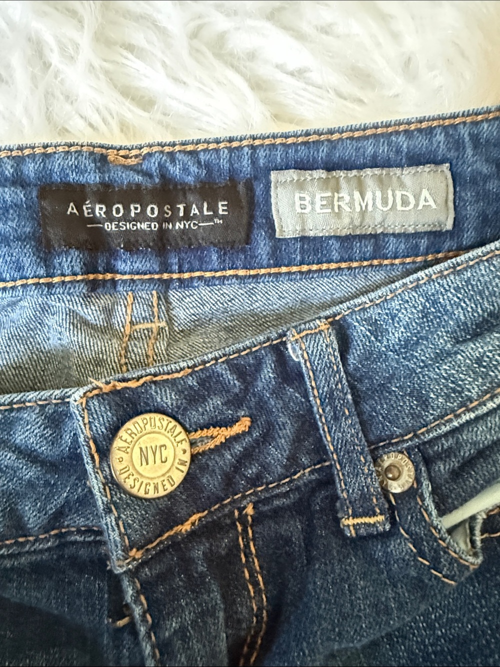 Aeropostale Distressed Dark Blue Denim Bermuda Shorts - Picture 2 of 4